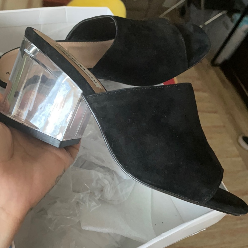 Steve madden black suede heels.
